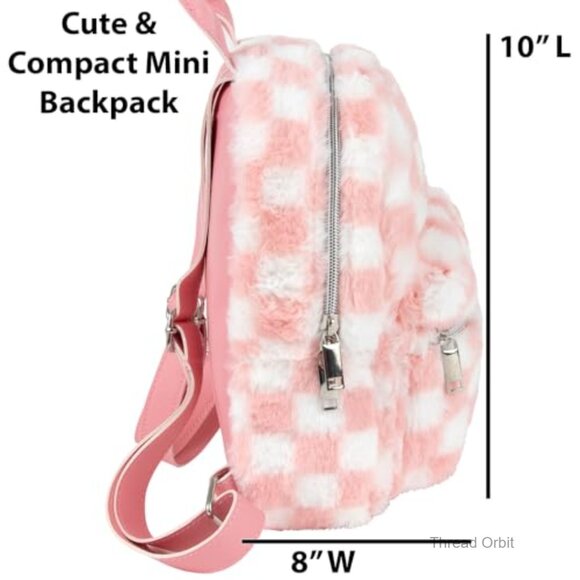 Mini Plush Tablet Backpack for Work College Commuting Travel